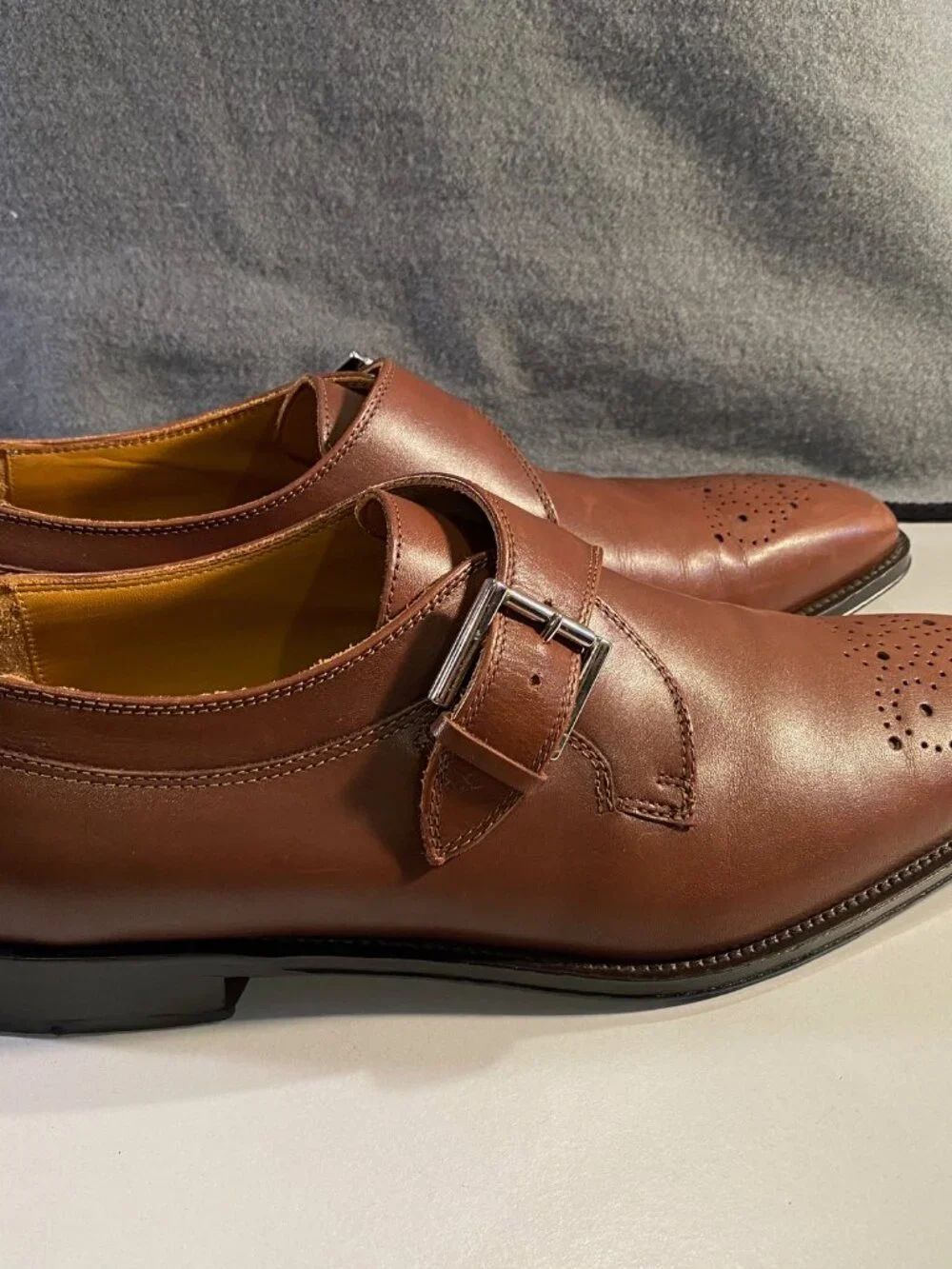 Broletto - Sz 11M - Men's Brown Leather Single Monk Strap Dress Shoes - Italy